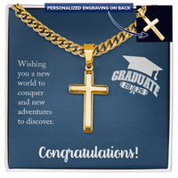 Personalized Cross with Cuban Link Chain - Gift For Him, Son, Grandson, Wishing You A New Word