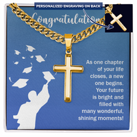Personalized Cross with Cuban Link Chain - Graduation, Congratulations