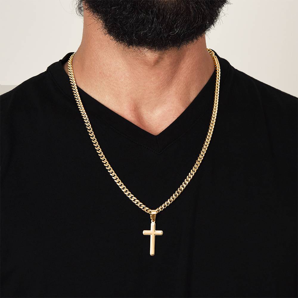 Personalized Cross with Cuban Link Chain - Graduation, You Get Back Up