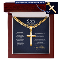 Personalized Cross with Cuban Link Chain - To My Son On Your Graduation Day