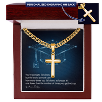 Personalized Cross with Cuban Link Chain - Graduation, You Get Back Up
