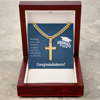 Personalized Cross with Cuban Link Chain - Gift For Him, Son, Grandson, Wishing You A New Word