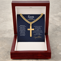 Personalized Cross with Cuban Link Chain - To My Son On Your Graduation Day