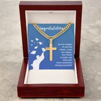 Personalized Cross with Cuban Link Chain - Graduation, Congratulations