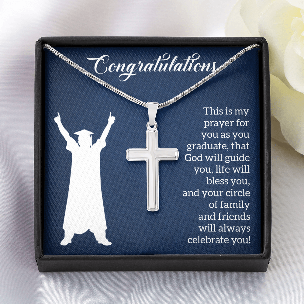 Artisan Cross Necklace with Snake Chain - Graduation, Religion, This Is My Prayer
