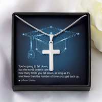 Artisan Cross Necklace with Snake Chain - Graduation, You Get Back Up