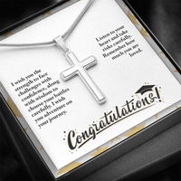 Artisan Cross Necklace with Snake Chain - Graduation, Religion, I Wish You The Strength