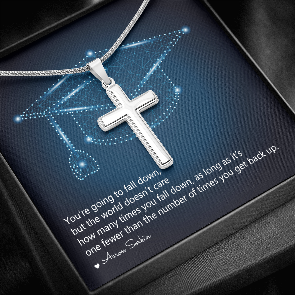 Artisan Cross Necklace with Snake Chain - Graduation, You Get Back Up