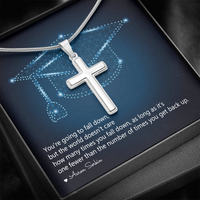 Artisan Cross Necklace with Snake Chain - Graduation, You Get Back Up