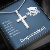 Artisan Cross Necklace with Snake Chain - Gift For Him, Son, Grandson, Wishing You A New Word