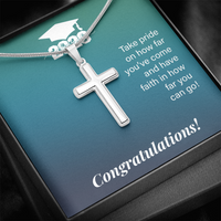 Artisan Cross Necklace with Snake Chain - Gift For Son, Grandson, Great Grandson