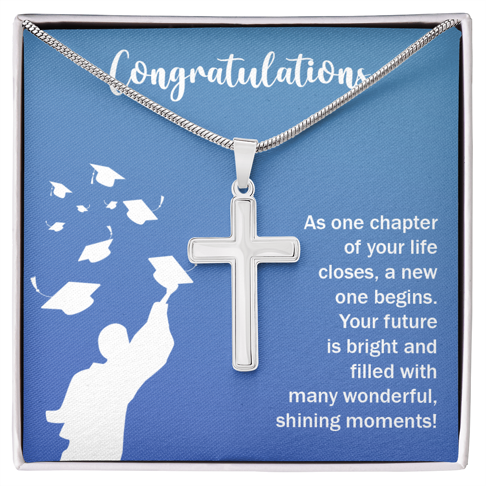 Artisan Cross Necklace with Snake Chain - Graduation, Congratulations