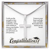 Artisan Cross Necklace with Snake Chain - Graduation, Religion, I Wish You The Strength
