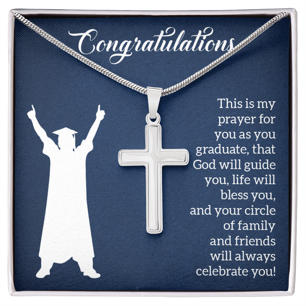 Artisan Cross Necklace with Snake Chain - Graduation, Religion, This Is My Prayer