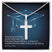 Artisan Cross Necklace with Snake Chain - Graduation, You Get Back Up