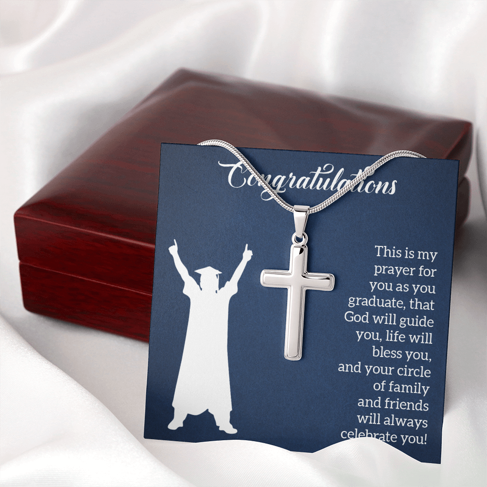 Artisan Cross Necklace with Snake Chain - Graduation, Religion, This Is My Prayer