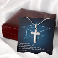 Artisan Cross Necklace with Snake Chain - Graduation, You Get Back Up