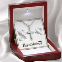 Artisan Cross Necklace with Snake Chain - Graduation, Religion, I Wish You The Strength