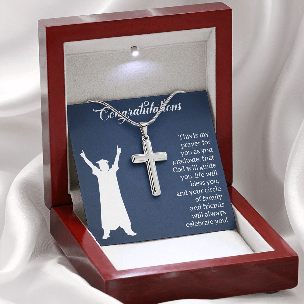 Artisan Cross Necklace with Snake Chain - Graduation, Religion, This Is My Prayer