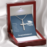 Artisan Cross Necklace with Snake Chain - Gift For Him, Son, Grandson, Wishing You A New Word