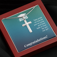 Artisan Cross Necklace with Snake Chain - Gift For Son, Grandson, Great Grandson