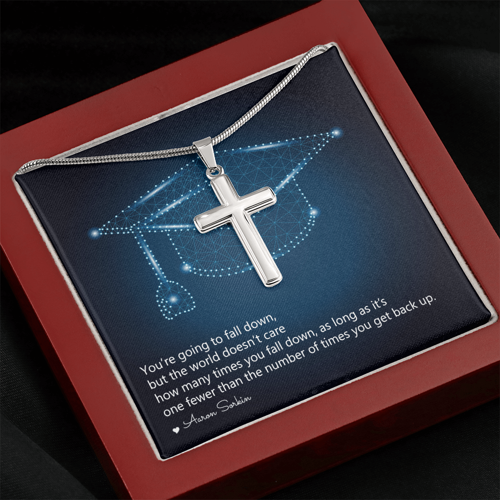 Artisan Cross Necklace with Snake Chain - Graduation, You Get Back Up
