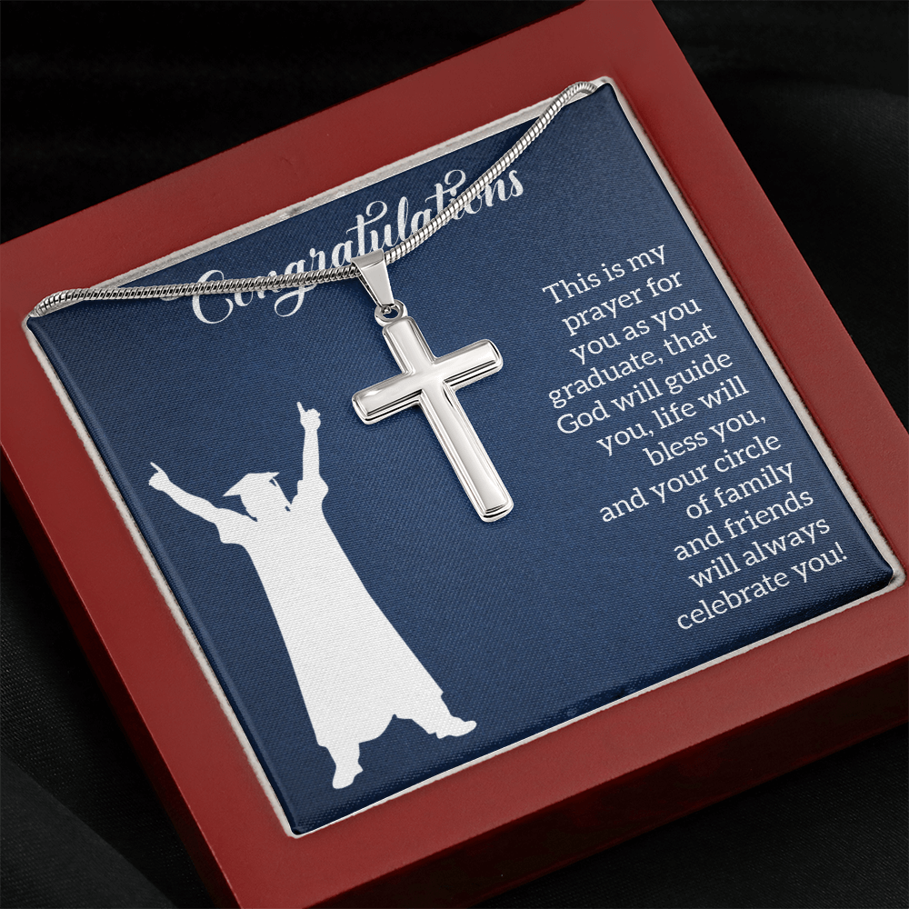Artisan Cross Necklace with Snake Chain - Graduation, Religion, This Is My Prayer