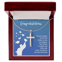 Artisan Cross Necklace with Snake Chain - Graduation, Congratulations