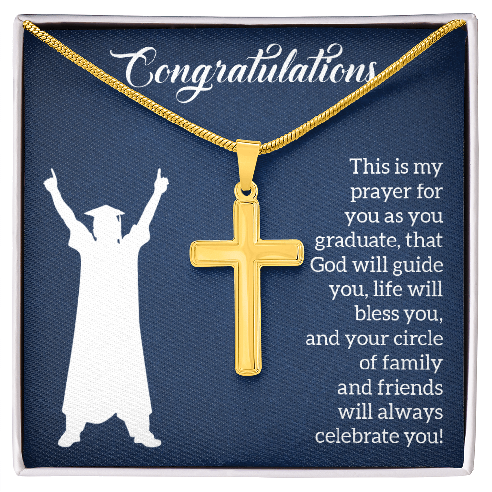 Artisan Cross Necklace with Snake Chain - Graduation, Religion, This Is My Prayer