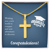 Artisan Cross Necklace with Snake Chain - Gift For Him, Son, Grandson, Wishing You A New Word