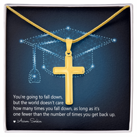 Artisan Cross Necklace with Snake Chain - Graduation, You Get Back Up