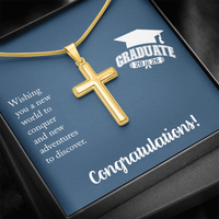Artisan Cross Necklace with Snake Chain - Gift For Him, Son, Grandson, Wishing You A New Word