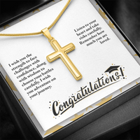 Artisan Cross Necklace with Snake Chain - Graduation, Religion, I Wish You The Strength
