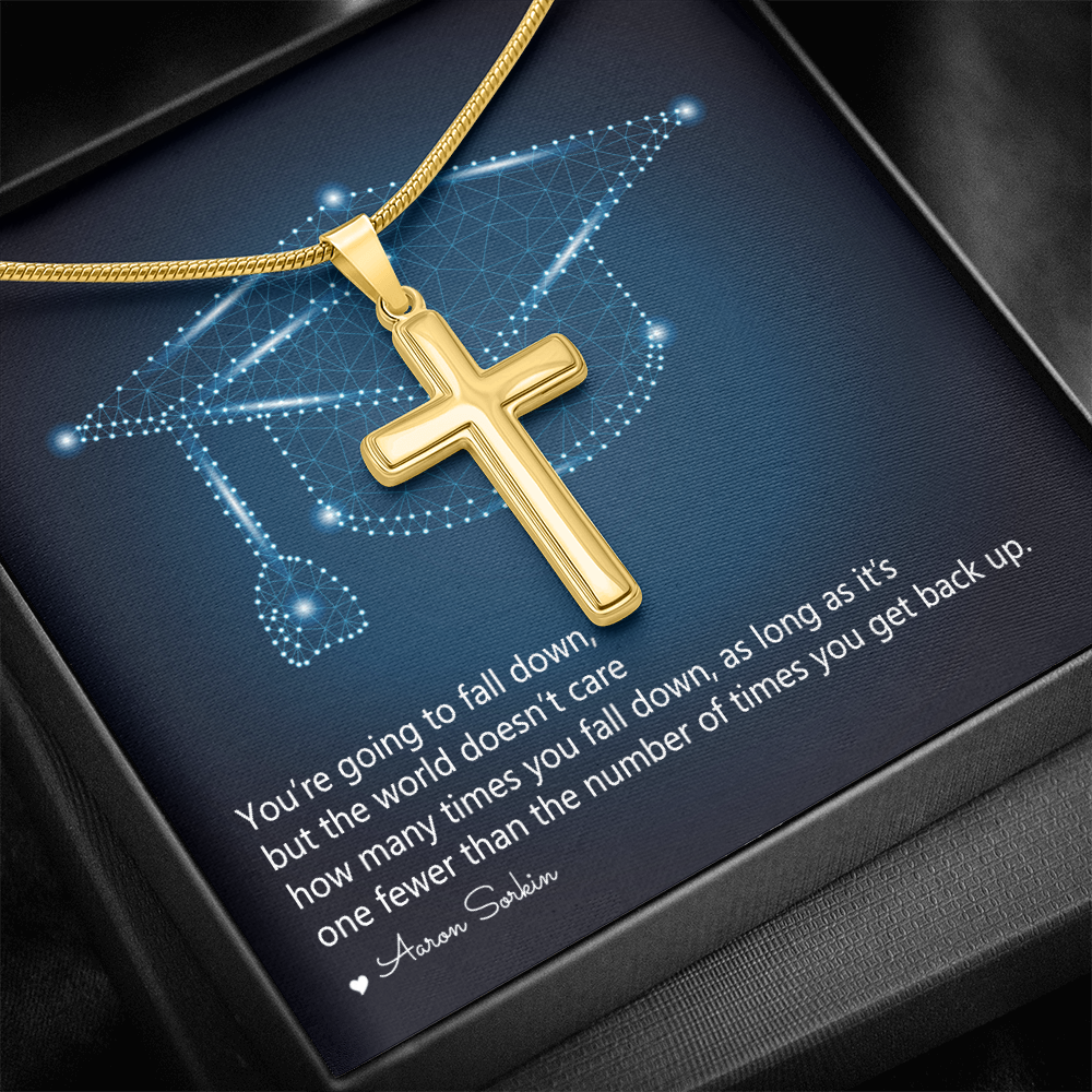 Artisan Cross Necklace with Snake Chain - Graduation, You Get Back Up