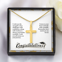 Artisan Cross Necklace with Snake Chain - Graduation, Religion, I Wish You The Strength