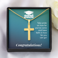 Artisan Cross Necklace with Snake Chain - Gift For Son, Grandson, Great Grandson