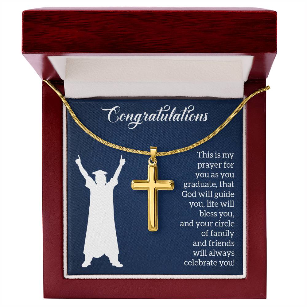 Artisan Cross Necklace with Snake Chain - Graduation, Religion, This Is My Prayer