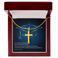 Artisan Cross Necklace with Snake Chain - Graduation, You Get Back Up