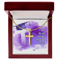 Artisan Cross Necklace with Snake Chain - Graduation, Religion, I Can Do All Things