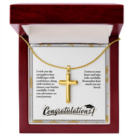 Artisan Cross Necklace with Snake Chain - Graduation, Religion, I Wish You The Strength