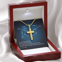 Artisan Cross Necklace with Snake Chain - Graduation, You Get Back Up