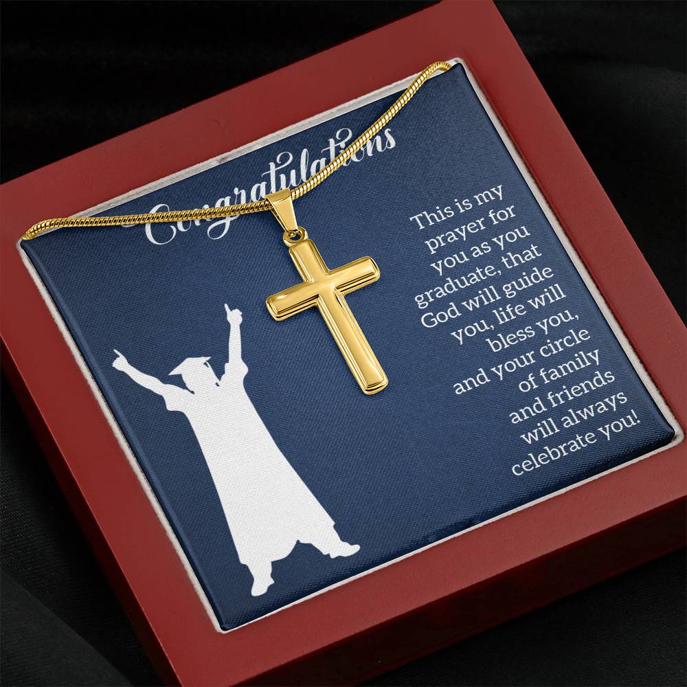 Artisan Cross Necklace with Snake Chain - Graduation, Religion, This Is My Prayer