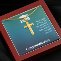 Artisan Cross Necklace with Snake Chain - Gift For Son, Grandson, Great Grandson