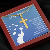 Artisan Cross Necklace with Snake Chain - Graduation, Congratulations