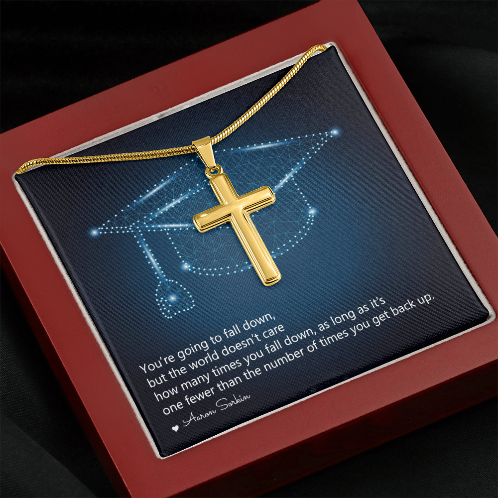 Artisan Cross Necklace with Snake Chain - Graduation, You Get Back Up