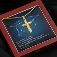 Artisan Cross Necklace with Snake Chain - Graduation, You Get Back Up