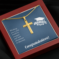 Artisan Cross Necklace with Snake Chain - Gift For Him, Son, Grandson, Wishing You A New Word