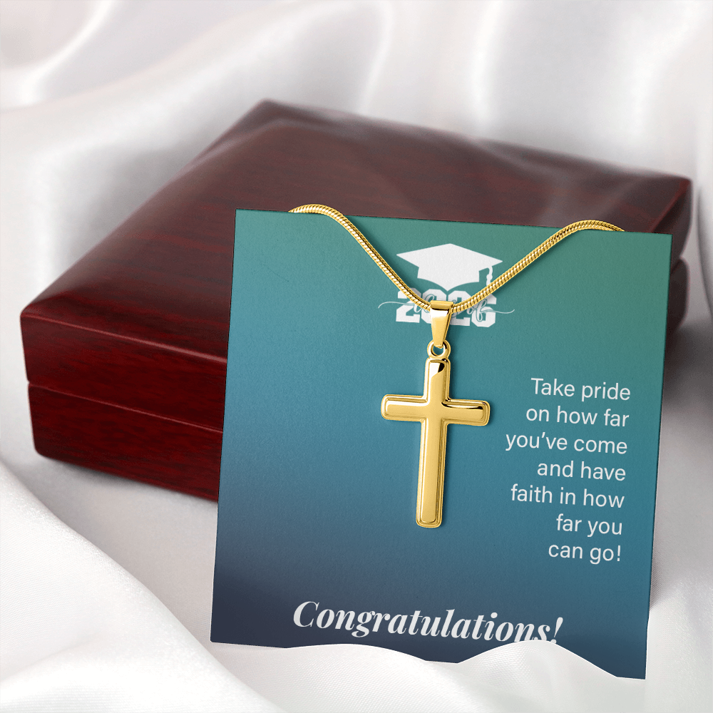 Artisan Cross Necklace with Snake Chain - Gift For Son, Grandson, Great Grandson