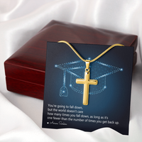 Artisan Cross Necklace with Snake Chain - Graduation, You Get Back Up