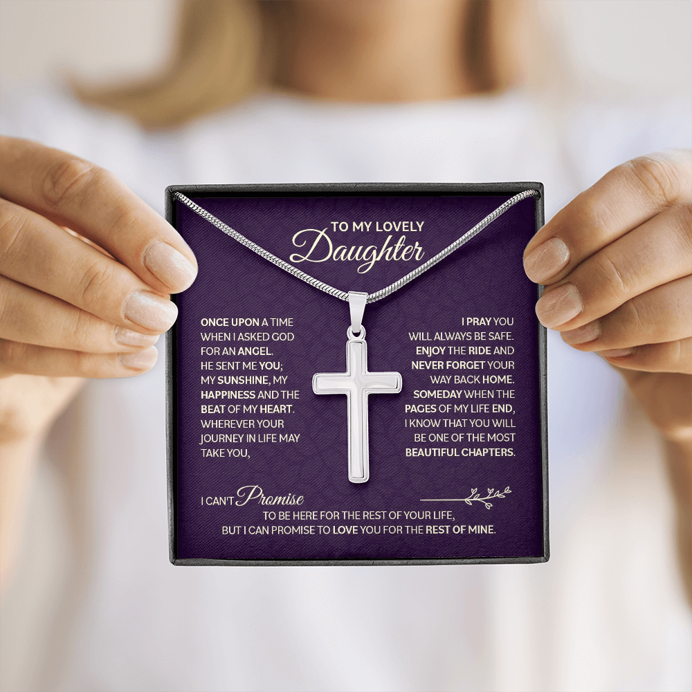 Personalized Cross Necklace with Snake Chain for Daughter - Mother's Day Gift